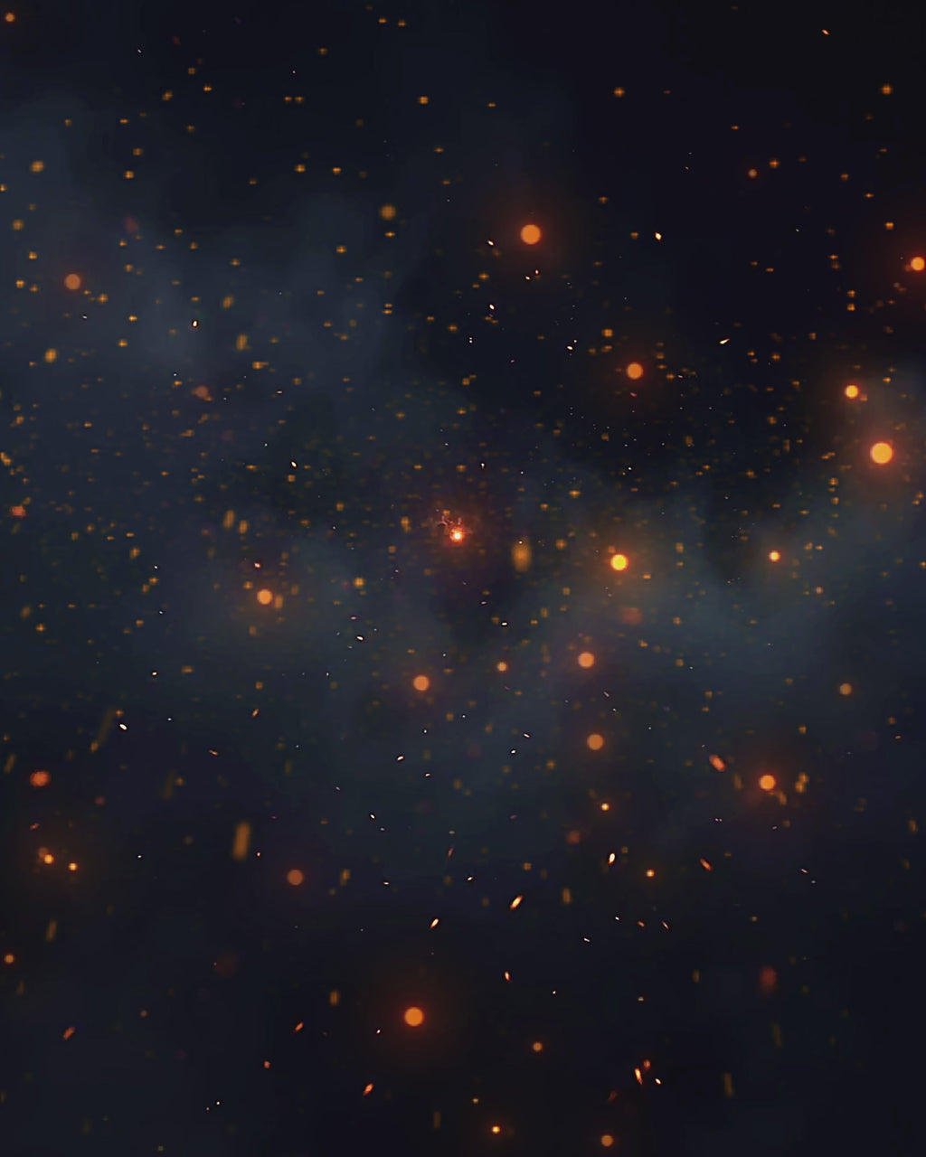 Still from a delivered motion flyer — ember and spark animation